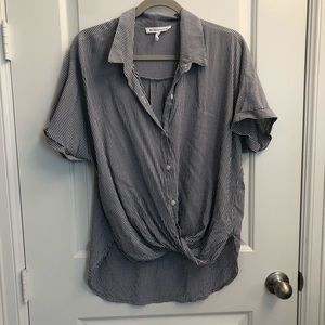 BCBGeneration Stripped Collard Twist Blouse